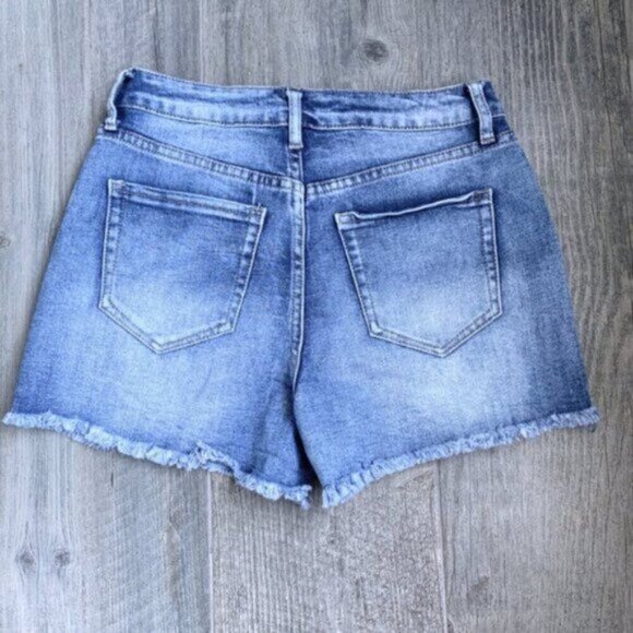 YMI Dream Jean Destroyed Shortie Shorts - Picture 3 of 3